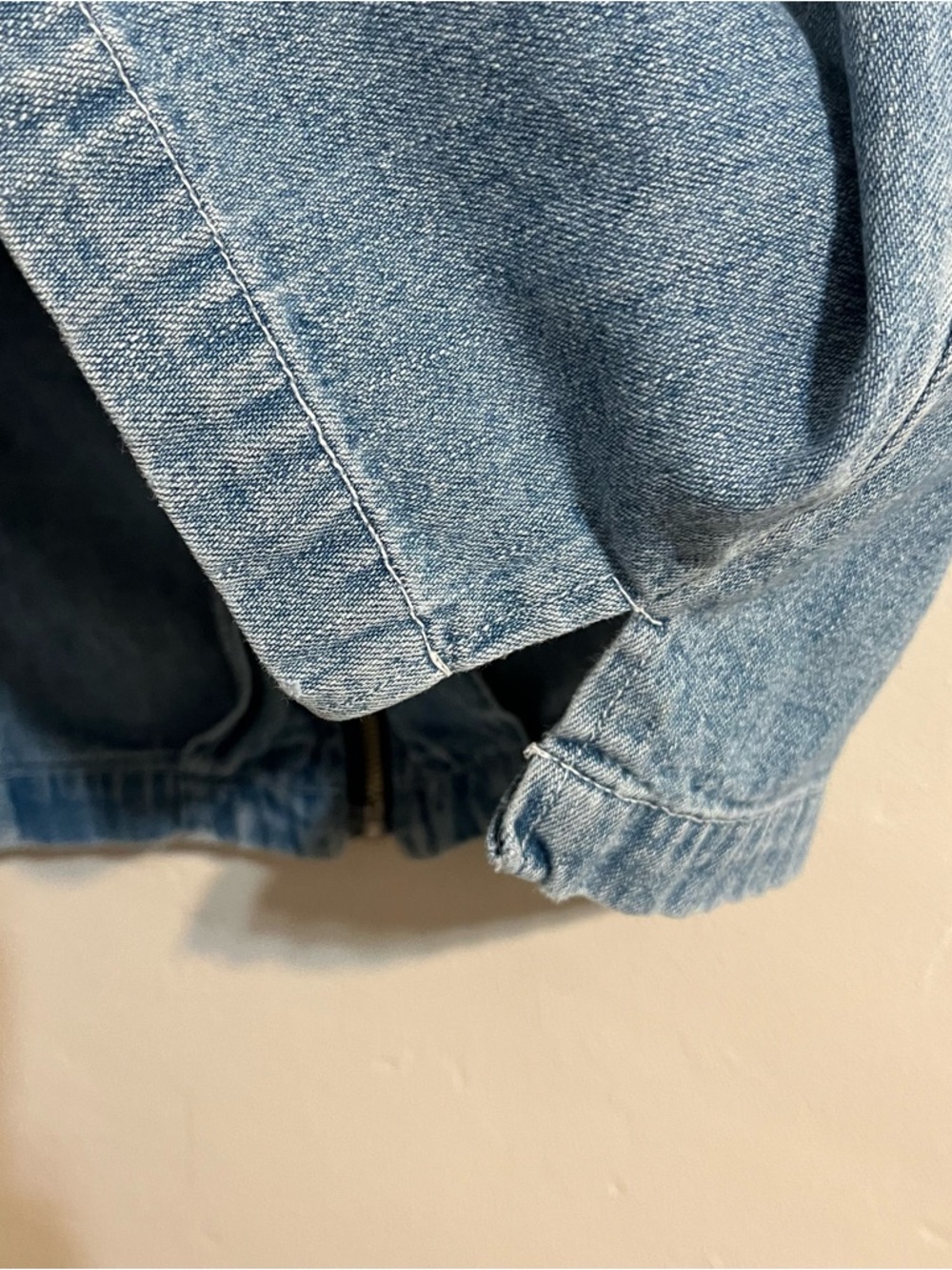 New York & Company Light Blue Short Sleeve Denim Shirt - NY Jeans Label Zip Up - Picture 4 of 7